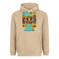 Mushroom mom hereford cattle sunflowers on tooled leather regular can cooler Heavyweight Hoodie - BarkalooDesign