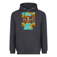 Smoke mom hereford cattle sunflowers on tooled leather regular can cooler Heavyweight Hoodie - BarkalooDesign