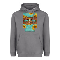 Storm mom hereford cattle sunflowers on tooled leather regular can cooler Heavyweight Hoodie - BarkalooDesign