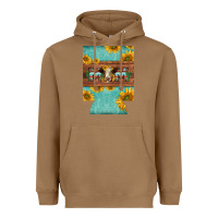 Toasted Coconut mom hereford cattle sunflowers on tooled leather regular can cooler Heavyweight Hoodie - BarkalooDesign