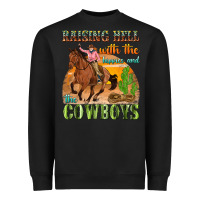 Black raising hell with the hippies and the cowboys Heavyweight Sweatshirt - texasbilliewilder