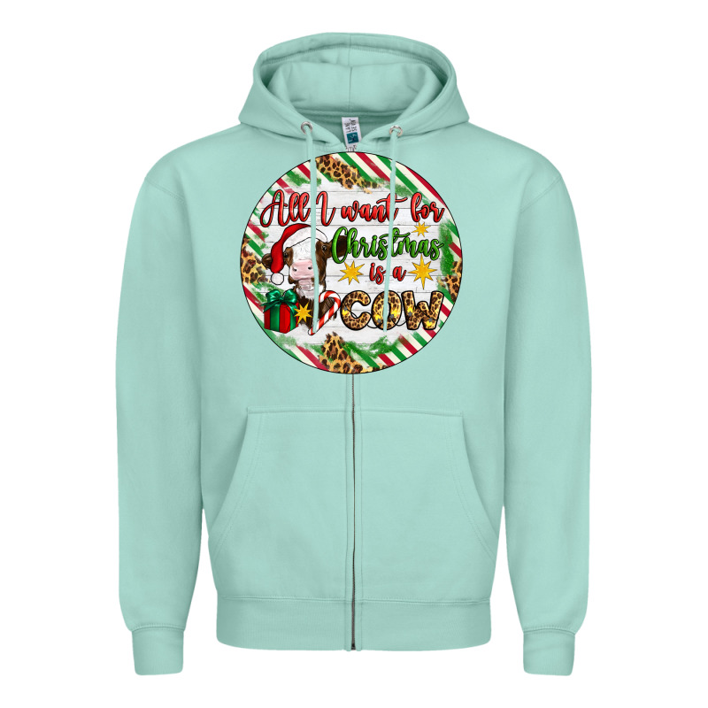 Christmas All I Want For Christmas Is A Cow Zipper Hoodie by Artiststas | Teevron