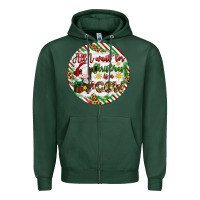 Sports Green Christmas all i want for christmas is a cow Zipper Hoodie - Artiststas