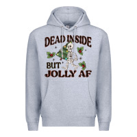 Heather Grey dead inside but jolly af Premium Hoodie - MaliasSmallBusiness