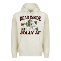 Oatmeal Heather dead inside but jolly af Premium Hoodie - MaliasSmallBusiness