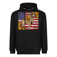 Black Western American Flag And Deer Heavyweight Hoodie - LillyAllenDesigns