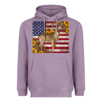 Lavender Western American Flag And Deer Heavyweight Hoodie - LillyAllenDesigns