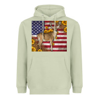 Matcha Western American Flag And Deer Heavyweight Hoodie - LillyAllenDesigns