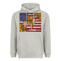 Moon Dust Western American Flag And Deer Heavyweight Hoodie - LillyAllenDesigns