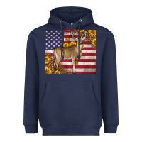 Navy Western American Flag And Deer Heavyweight Hoodie - LillyAllenDesigns