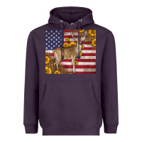 Plum Western American Flag And Deer Heavyweight Hoodie - LillyAllenDesigns