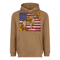 Toasted Coconut Western American Flag And Deer Heavyweight Hoodie - LillyAllenDesigns