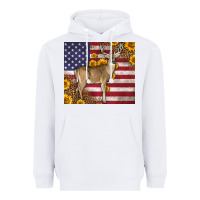 White Western American Flag And Deer Heavyweight Hoodie - LillyAllenDesigns