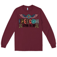 Burgundy freedom john Long Sleeve Tee - CowhideDigitalArt