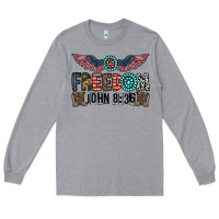 Heather Grey freedom john Long Sleeve Tee - CowhideDigitalArt