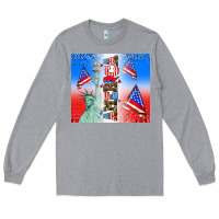 Heather Grey american flag  and america Long Sleeve Tee - AdoDesignShop