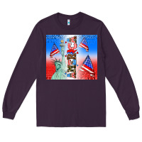 Plum american flag  and america Long Sleeve Tee - AdoDesignShop