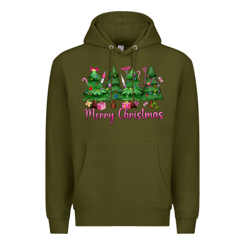 Merry Christmas Nurse Trees Premium Hoodie by MaliasSmallBusiness | Teevron
