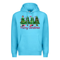 Ocean Blue Merry Christmas Nurse trees Premium Hoodie - MaliasSmallBusiness