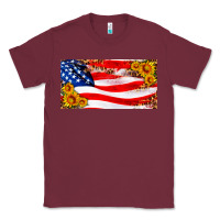 Burgundy usa flag and sunflower license plate Classic Tee - HRA Design Shop