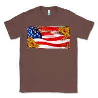 Chestnut usa flag and sunflower license plate Classic Tee - HRA Design Shop
