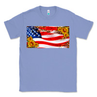 Colony Blue usa flag and sunflower license plate Classic Tee - HRA Design Shop