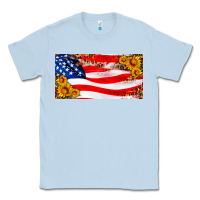 Dusty Blue usa flag and sunflower license plate Classic Tee - HRA Design Shop
