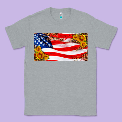 Usa Flag And Sunflower License Plate Classic Tee Designed By Hra Design Shop