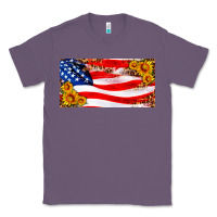 Lavender usa flag and sunflower license plate Classic Tee - HRA Design Shop