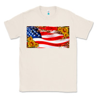 Natural usa flag and sunflower license plate Classic Tee - HRA Design Shop