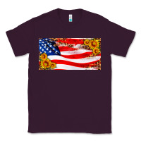 Plum usa flag and sunflower license plate Classic Tee - HRA Design Shop