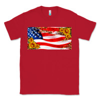 Red usa flag and sunflower license plate Classic Tee - HRA Design Shop