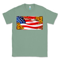 Sage usa flag and sunflower license plate Classic Tee - HRA Design Shop