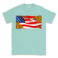 Seafoam usa flag and sunflower license plate Classic Tee - HRA Design Shop