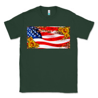 Sports Green usa flag and sunflower license plate Classic Tee - HRA Design Shop