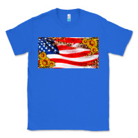 True Royal usa flag and sunflower license plate Classic Tee - HRA Design Shop