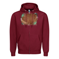 Burgundy Wood Glitter Leopard Pattern Frame Zipper Hoodie - Bettercallsaul