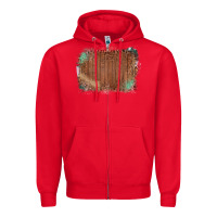 Red Wood Glitter Leopard Pattern Frame Zipper Hoodie - Bettercallsaul