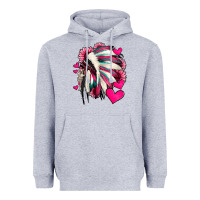 Heather Grey indian headdress with hearts valentine's day Heavyweight Hoodie - Jasminsmagicworld