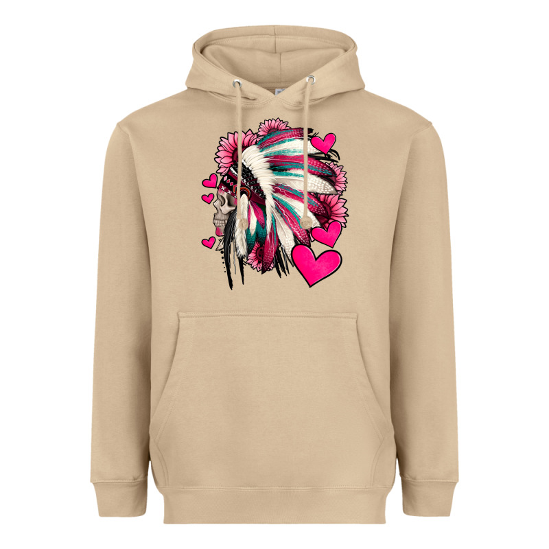 Indian Headdress With Hearts Valentine's Day Heavyweight Hoodie by Jasminsmagicworld | Teevron