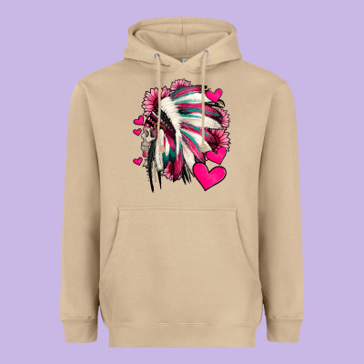 Indian Headdress With Hearts Valentine's Day Heavyweight Hoodie Designed By Jasminsmagicworld