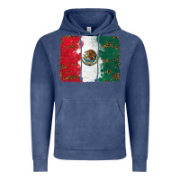 Vintage Denim Mexican Flag With Leopard Vintage Hoodie - RanaPortraitStore