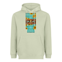 Matcha mom hereford cattle sunflowers on tooled leather slim can cooler Heavyweight Hoodie - BarkalooDesign