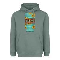 Sage mom hereford cattle sunflowers on tooled leather slim can cooler Heavyweight Hoodie - BarkalooDesign