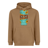 Toasted Coconut mom hereford cattle sunflowers on tooled leather slim can cooler Heavyweight Hoodie - BarkalooDesign