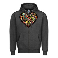 Charcoal Heather pride leopard heart Zipper Hoodie - JahusDesignShop