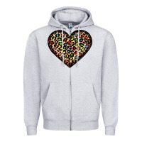 Heather Grey pride leopard heart Zipper Hoodie - JahusDesignShop