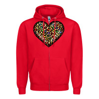 Red pride leopard heart Zipper Hoodie - JahusDesignShop