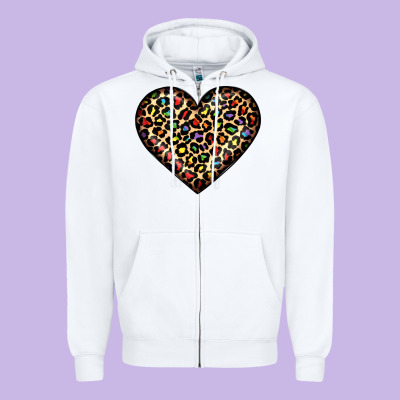 Pride Leopard Heart Zipper Hoodie Designed By Jahusdesignshop