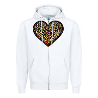 White pride leopard heart Zipper Hoodie - JahusDesignShop